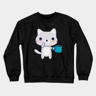 Cute Coffee Cat T-Shirt Crewneck Sweatshirt